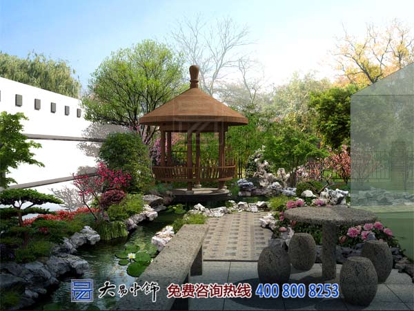 中式園林設計效果圖，體驗園區(qū)功能引導